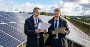 Zwei Männer prüfen eine Abrechnung